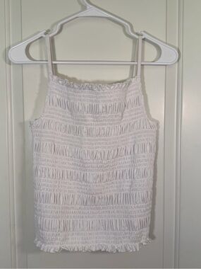 H&M White Smocked Spaghetti-Strap Top